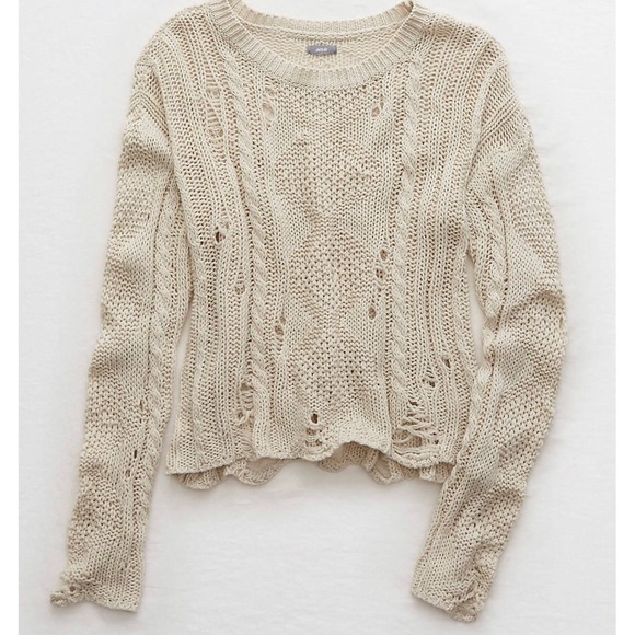 Aerie Distressed Cable Sweater - Picture 5 of 6